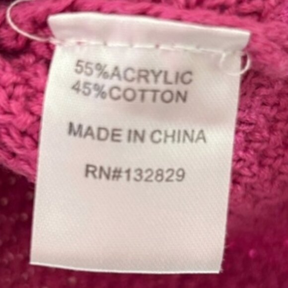 Lovers + Friends Magenta Balloon Sleeve Wide Neck Knit Crop Sweater Size S - Picture 6 of 7